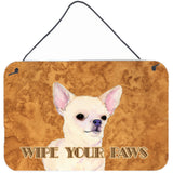 Caroline'S Treasures Ss4902Ds812 Chihuahua Wipe Your Paws Aluminum Metal Wall Or Door Hanging Prints, 8 X 12