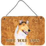 Caroline'S Treasures Collie Smooth Wipe Your Paws Aluminum Metal Wall Or Door Hanging Prints, 8 X 12