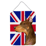 Caroline'S Treasures Ss4910Ds1216 Doberman With English Union Jack British Flag Wall Or Door Hanging Prints, 16 X 12