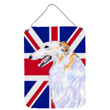 Caroline'S Treasures Borzoi With English Union Jack British Flag Wall Or Door Hanging Prints, 16 X 12