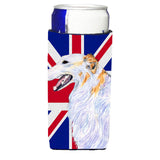 Borzoi With English Union Jack British Flag Ultra Beverage Insulators For Slim Cans Ss4917Muk