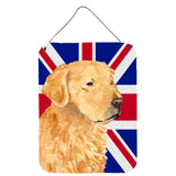 Caroline'S Treasures Golden Retriever With English Union Jack British Flag Wall Or Door Hanging Prints, 16 X 12