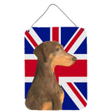 Caroline'S Treasures Doberman Natural Ears With English Union Jack British Flag Wall Or Door Hanging Prints, 16 X 12