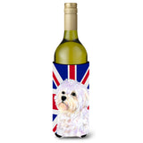 Maltese With English Union Jack British Flag Wine Bottle Beverage Insulator Hugger Ss4923Literk