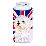 Maltese With English Union Jack British Flag Tall Boy Beverage Insulator Hugger Ss4923Tbc