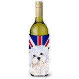 Maltese With English Union Jack British Flag Wine Bottle Beverage Insulator Hugger Ss4924Literk