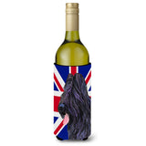 Briard With English Union Jack British Flag Wine Bottle Beverage Insulator Hugger Ss4931Literk