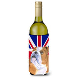 English Bulldog With English Union Jack British Flag Wine Bottle Beverage Insulator Hugger Ss4933Literk