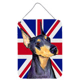 Caroline'S Treasures Ss4937Ds1216 Doberman With English Union Jack British Flag Wall Or Door Hanging Prints, 16 X 12