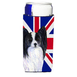Papillon With English Union Jack British Flag Ultra Beverage Insulators For Slim Cans Ss4947Muk