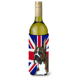 Boxer With English Union Jack British Flag Wine Bottle Beverage Insulator Hugger Ss4950Literk
