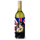 Tibetan Spaniel With English Union Jack British Flag Wine Bottle Beverage Insulator Hugger Ss4954Literk
