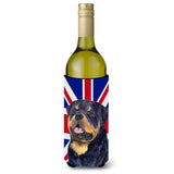 Rottweiler With English Union Jack British Flag Wine Bottle Beverage Insulator Hugger Ss4966Literk