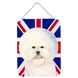 Caroline'S Treasures Ss4968Ds1216 Bichon Frise With English Union Jack British Flag Wall Or Door Hanging Prints, 16 X 12