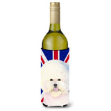 Bichon Frise With English Union Jack British Flag Wine Bottle Beverage Insulator Hugger Ss4968Literk