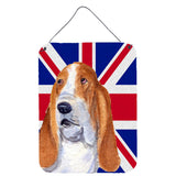 Caroline'S Treasures Ss4970Ds1216 Basset Hound With English Union Jack British Flag Wall Or Door Hanging Prints, 16 X 12
