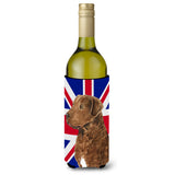 Curly Coated Retriever With English Union Jack British Flag Wine Bottle Beverage Insulator Hugger Ss4973Literk