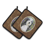 Caroline'S Treasures Bearded Collie Pair Of Pot Holders Ss8022Pthd, 7.5Hx7.5W, Multicolor