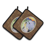 Caroline'S Treasures Bearded Collie Pair Of Pot Holders Ss8244Pthd, 7.5Hx7.5W, Multicolor