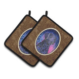 Caroline'S Treasures Starry Night Curly Coated Retriever Pair Of Pot Holders Ss8354Pthd, 7.5Hx7.5W, Multicolor