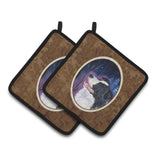 Caroline'S Treasures Starry Night Border Collie Pair Of Pot Holders Ss8369Pthd, 7.5Hx7.5W, Multicolor