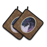 Caroline'S Treasures Starry Night Papillon Pair Of Pot Holders Ss8377Pthd, 7.5Hx7.5W, Multicolor