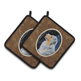 Caroline'S Treasures Starry Night Australian Shepherd Pair Of Pot Holders Ss8382Pthd, 7.5Hx7.5W, Multicolor