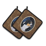 Caroline'S Treasures Starry Night Bernese Mountain Dog Pair Of Pot Holders Ss8393Pthd, 7.5Hx7.5W, Multicolor
