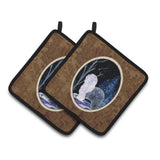Caroline'S Treasures Starry Night Old English Sheepdog Pair Of Pot Holders Ss8401Pthd, 7.5Hx7.5W, Multicolor