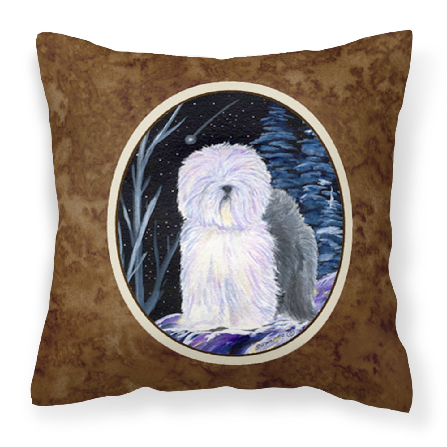 Caroline'S Treasures Ss8406Pw1414 Starry Night Old English Sheepdog Fabric Pillow, Large, Multicolor
