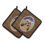 Caroline'S Treasures Lhasa Apso Pair Of Pot Holders Ss8436Pthd, 7.5Hx7.5W, Multicolor