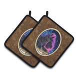 Caroline'S Treasures Starry Night Scottish Terrier Pair Of Pot Holders Ss8442Pthd, 7.5Hx7.5W, Multicolor