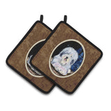 Caroline'S Treasures Starry Night Old English Sheepdog Pair Of Pot Holders Ss8443Pthd, 7.5Hx7.5W, Multicolor