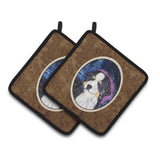 Caroline'S Treasures Starry Night Bernese Mountain Dog Pair Of Pot Holders Ss8446Pthd, 7.5Hx7.5W, Multicolor