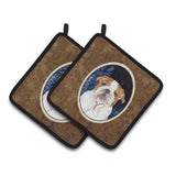 Caroline'S Treasures Starry Night English Bulldog Pair Of Pot Holders Ss8447Pthd, 7.5Hx7.5W, Multicolor