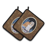 Caroline'S Treasures Starry Night Bearded Collie Pair Of Pot Holders Ss8451Pthd, 7.5Hx7.5W, Multicolor