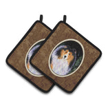 Caroline'S Treasures Starry Night Collie Pair Of Pot Holders Ss8491Pthd, 7.5Hx7.5W, Multicolor