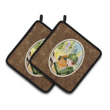 Caroline'S Treasures Lady Driving With Her Chow Pair Of Pot Holders Ss8527Pthd, 7.5Hx7.5W, Multicolor