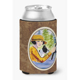 Woman Driving With Her Boston Terrier Can Or Bottle Beverage Insulator Hugger