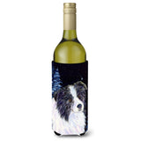 Starry Night Border Collie Wine Bottle Beverage Insulator Beverage Insulator Hugger Ss8558Literk