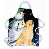 Caroline'S Treasures Ss8577Apron Golden Retriever With Snowman In Green Hat Apron, Large, Multicolor