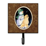 Caroline'S Treasures Ss8577Sh4 Golden Retriever With Snowman In Green Hat Leash Holder Or Key Hook, Small, Multicolor