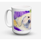 Caroline'S Treasures Ss8715Cm15 Golden Retriever Microwavable Ceramic Coffee Mug, 15 Oz, Multicolor