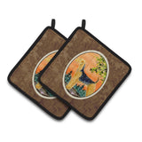Caroline'S Treasures Airedale Pair Of Pot Holders Ss8850Pthd, 7.5Hx7.5W, Multicolor