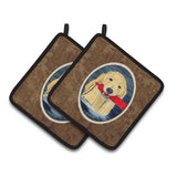 Caroline'S Treasures Golden Retriever Pair Of Pot Holders Ss8868Pthd, 7.5Hx7.5W, Multicolor