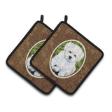 Caroline'S Treasures Bichon Frise Pair Of Pot Holders Ss8913Pthd, 7.5Hx7.5W, Multicolor