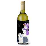 Snowman With Bearded Collie Wine Bottle Beverage Insulator Beverage Insulator Hugger