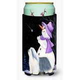 Snowman With Bearded Collie Tall Boy Beverage Insulator Beverage Insulator Hugger