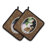 Caroline'S Treasures Snowman With English Springer Spaniel Pair Of Pot Holders Ss8949Pthd, 7.5Hx7.5W, Multicolor