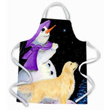 Caroline'S Treasures Ss8950Apron Snowman With Golden Retriever Apron, Large, Multicolor